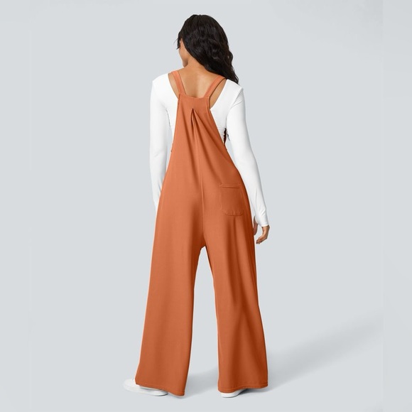 Halara Adjustable Strap Button Multiple Pockets Overalls MEDIUM- Orange - Picture 2 of 10
